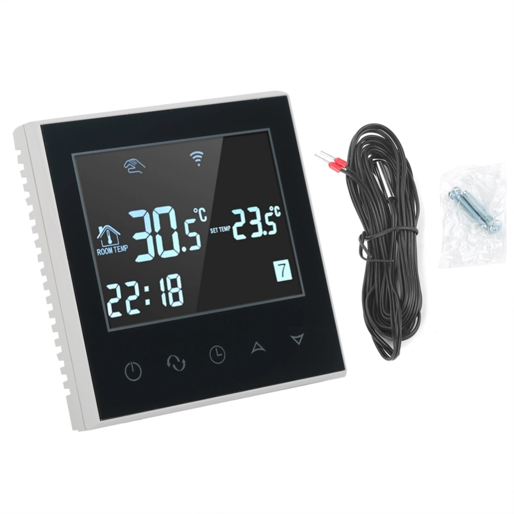 Programmable WiFi Wireless Heating Thermostat Digital LCD Touch Screen App Control 110V Black