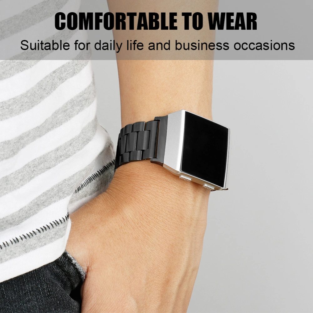 20mm Width Stainless Steel Strap Smartwatch Replacement Watchband for Fitbit Ionic Black