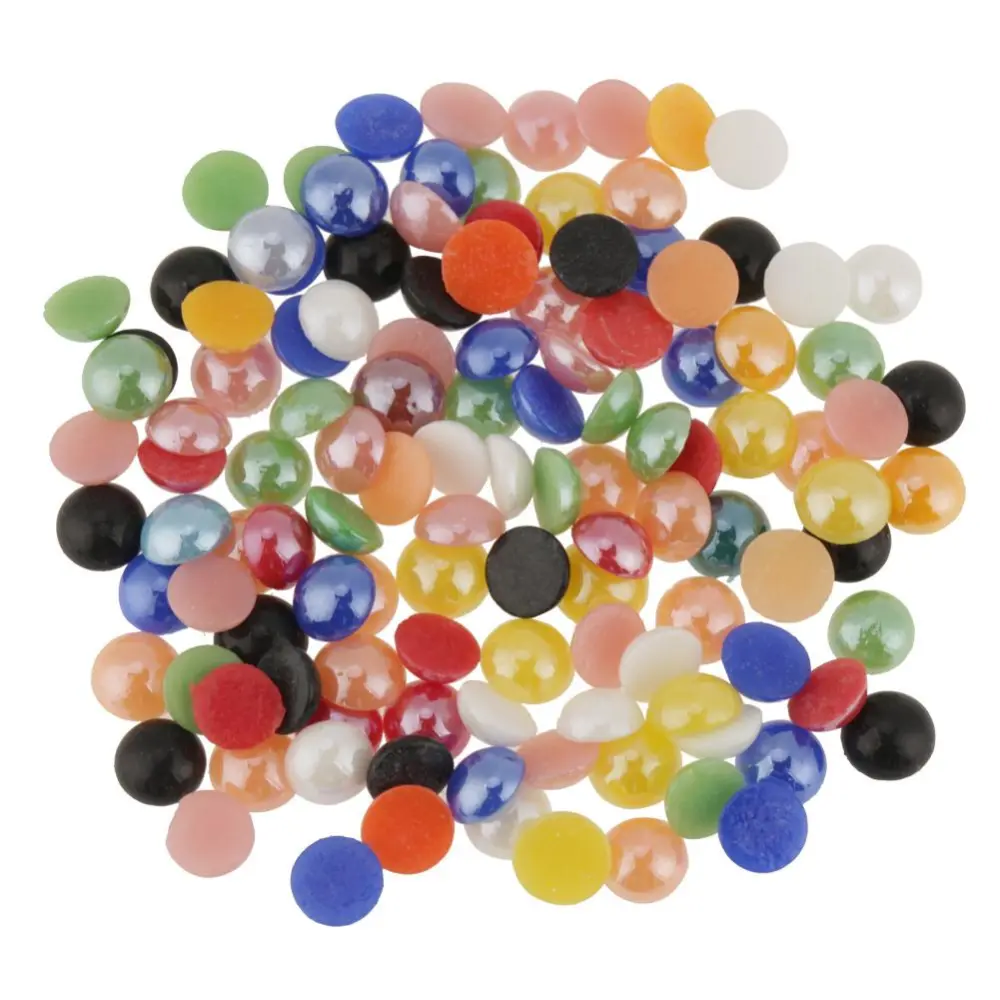 6mm Half-faced Pearl Half Dome Round Beads for DIY Handicraft Works (Colorful)