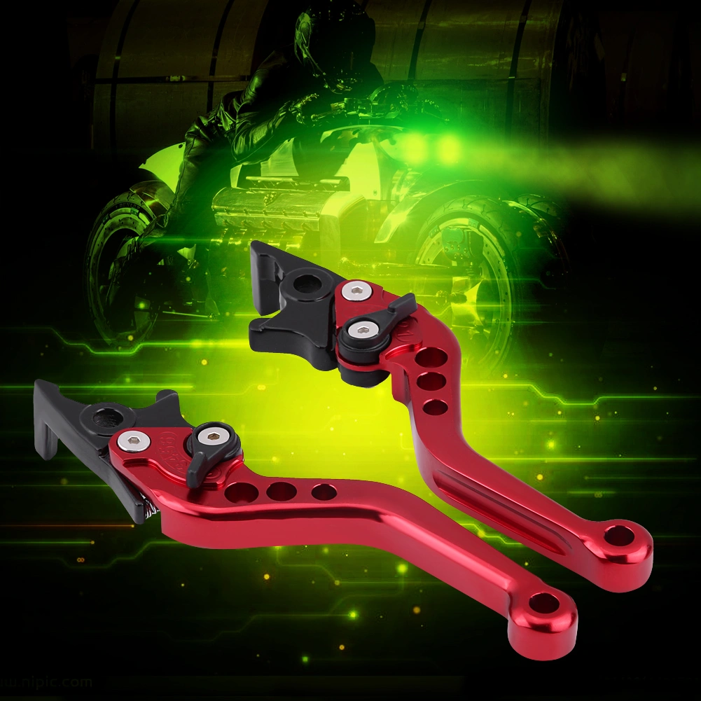 1 Pair CNC Aluminum Motorcycle Scooter Modification Double Disc Brake Lever Universal Red
