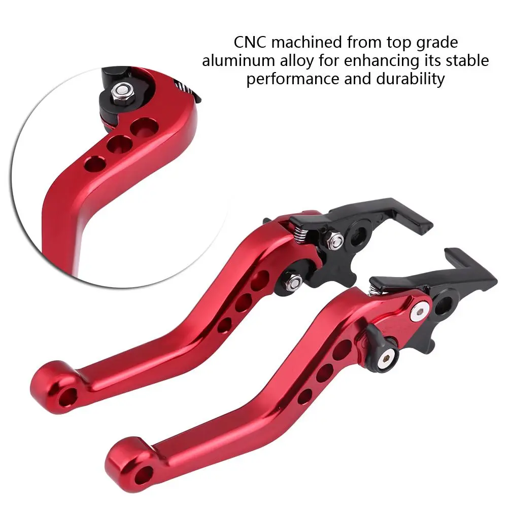 1 Pair CNC Aluminum Motorcycle Scooter Modification Double Disc Brake Lever Universal Red