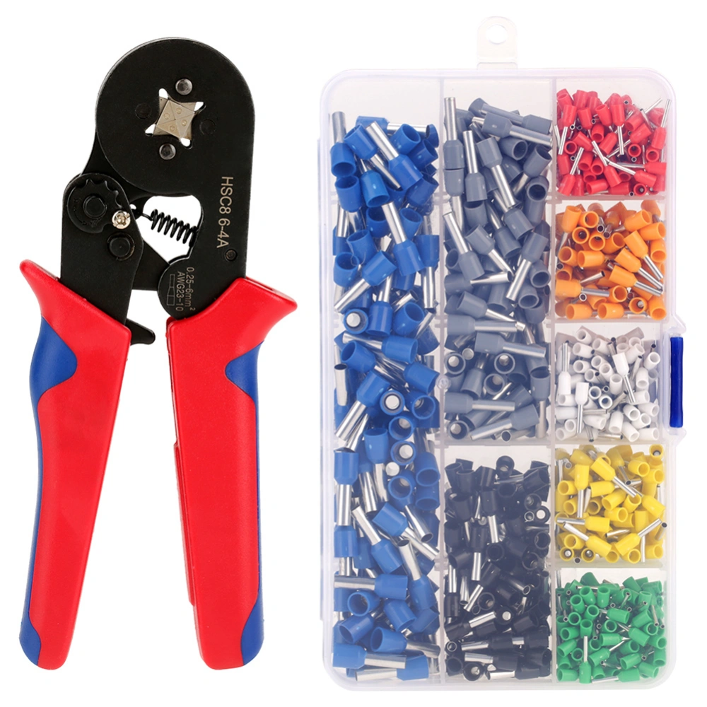 1pcs Wire Crimping Pliers Tool Ferrule Crimper 0.25-6mm?? + 800Pcs Crimp Terminals