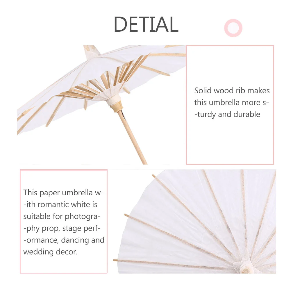 White Color Paper Decorative Umbrella Parasol Wedding Bridal Party Decor Photo Prop (40cm)