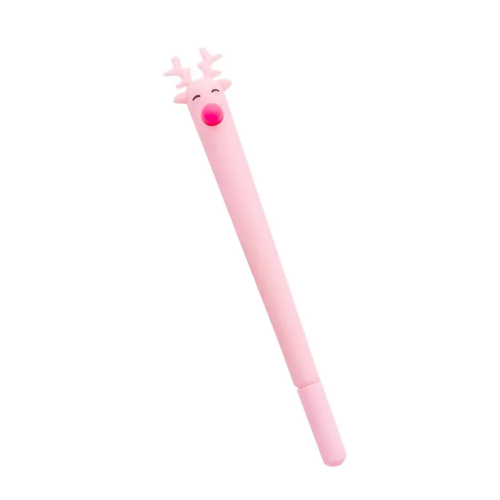 Cartoon Deer Design Cute Gel Pen Black Ink Office School Stationery (Pink)