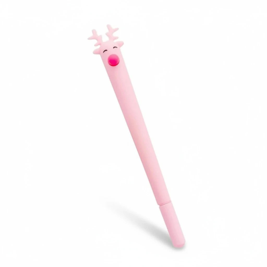 Cartoon Deer Design Cute Gel Pen Black Ink Office School Stationery (Pink)
