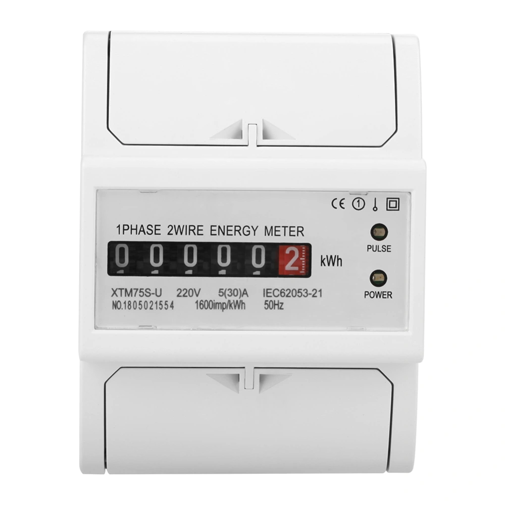 220V Digital 1-Phase 2 Wire 4P DIN-Rail Electric Meter Electronic KWh Meter(5(30)A )