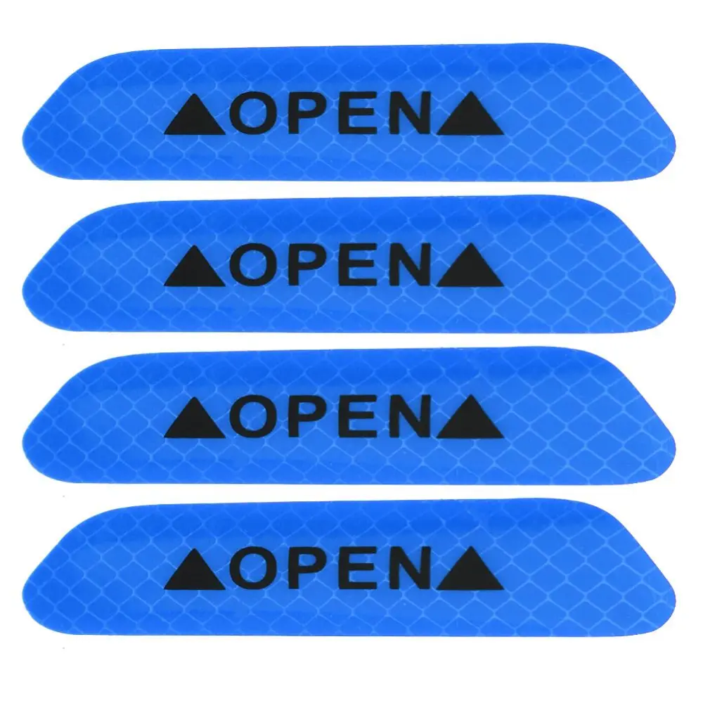 4Pcs Self-adhesive Car Door Reflective Warning Decal Safety Strip Stickers Sign(Blue)