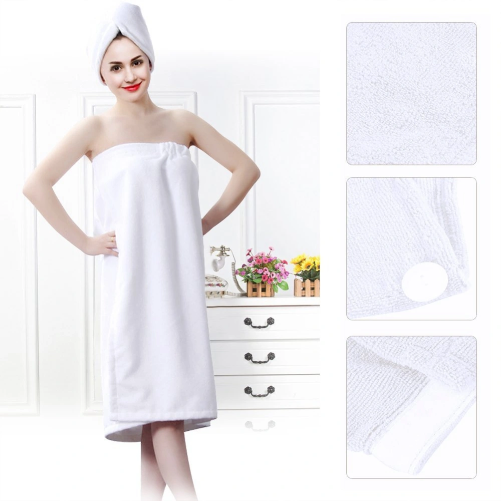 Women Soft Spa Bath Body Wrap Set Towel Bathrobe With Fast Dry Hair Drying Cap