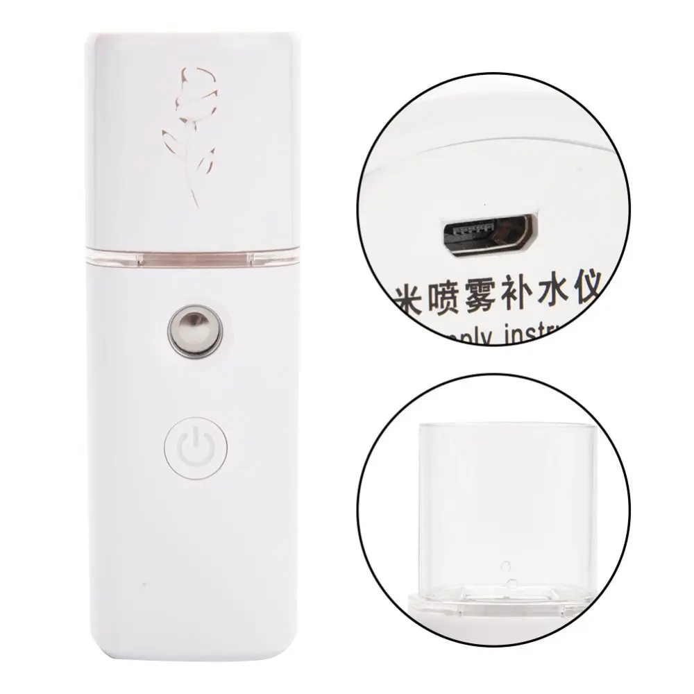 Portable Face Atomization Sprayer Nanoscale Nano Mist Spray Moisturizing Skin Bottle (White)