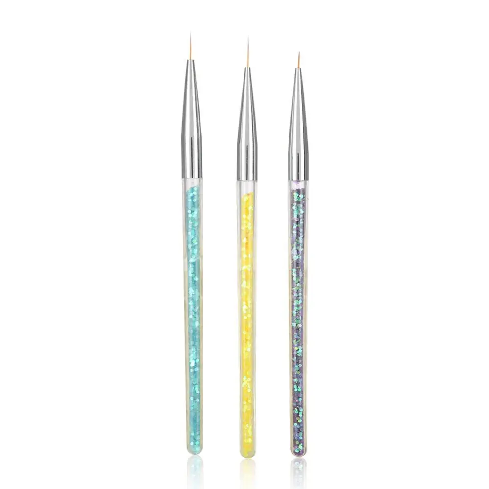 3pcs Professional Nail Art Liner Drawing Sequins Design Pen Three Color Handle Manicure