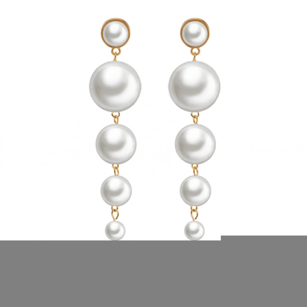 Women Lady Luxury Elegant String Artificial Pearl Decoration Drop Pendant Pattern Earrings