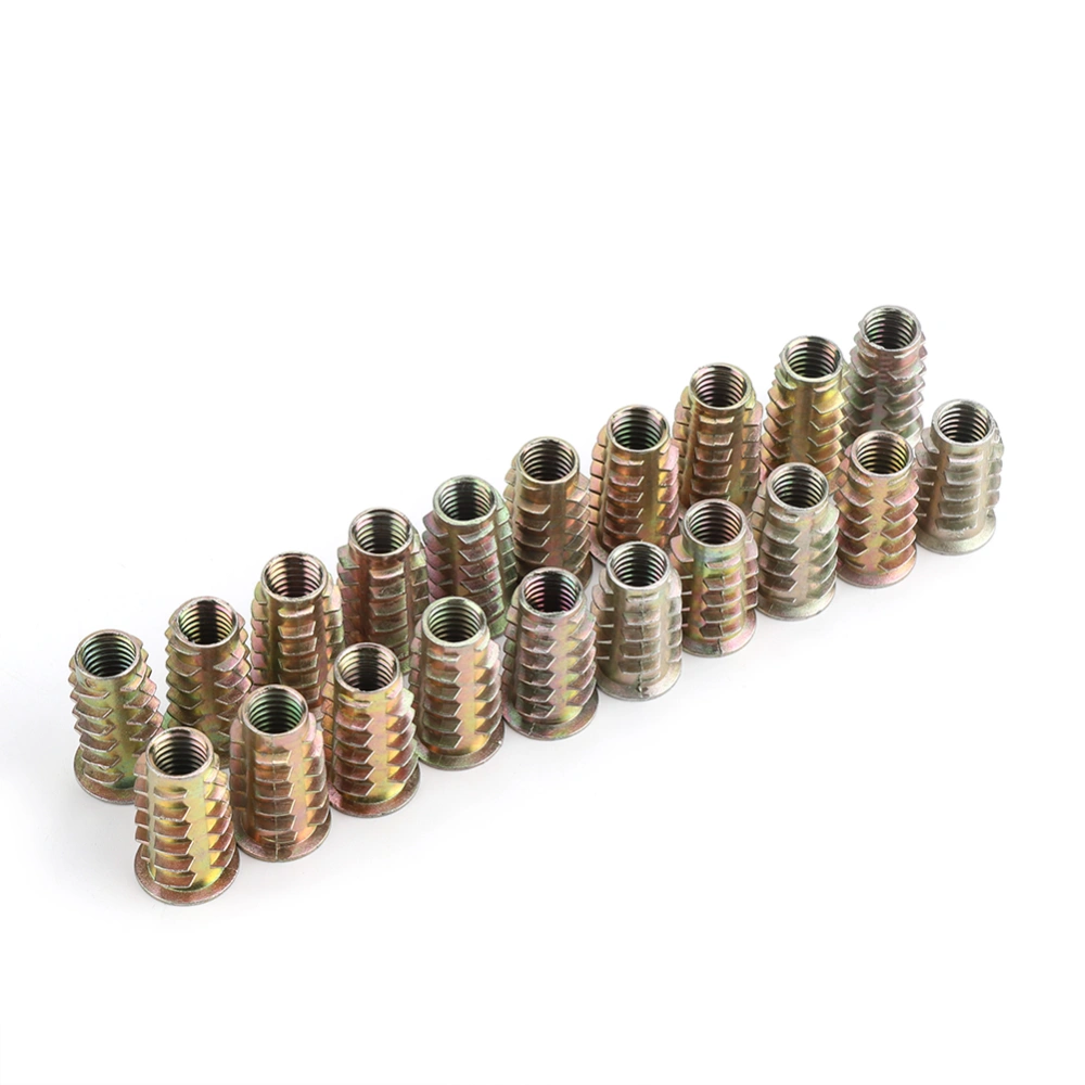 20Pcs M8 25mm Zinc Alloy Hex Drive Head Furniture Nuts Threaded for Wood Insert