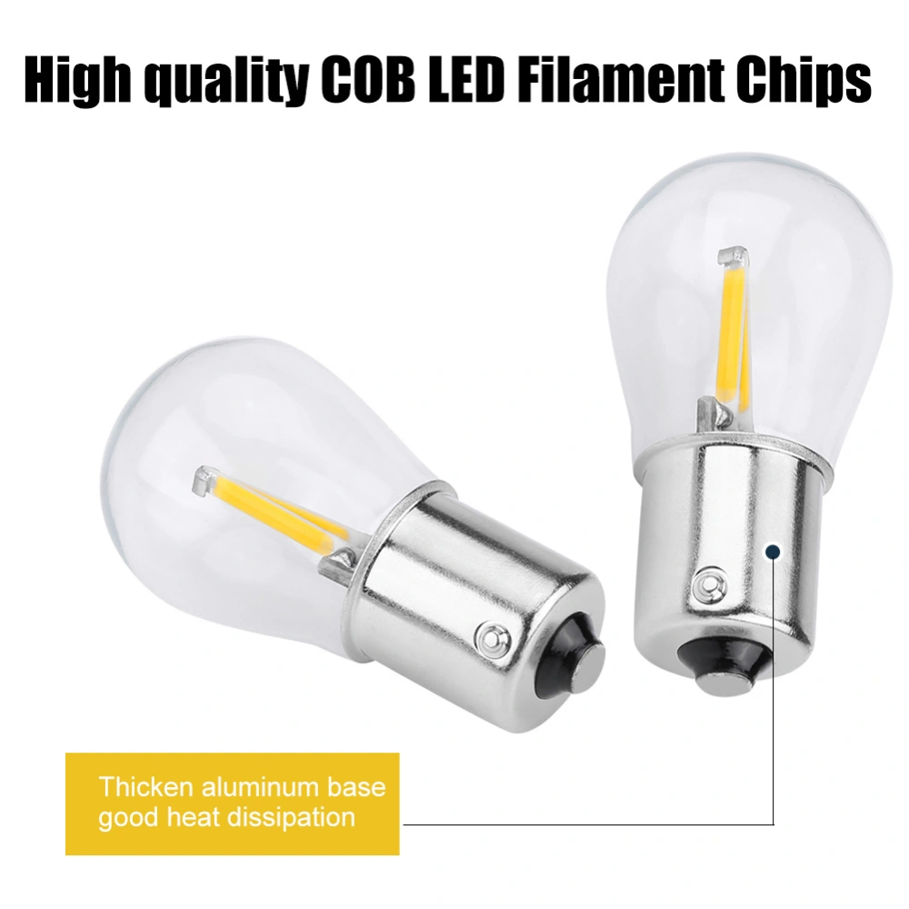 Pair of 1156 Glass Lens COB LED Filament Turn Signal Light Parking Reverse Bulb Yellow Light