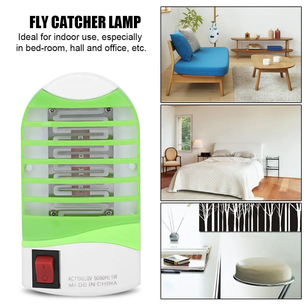 220V Electric LED Light Mosquito Killer Fly Bug Insect Zapper Trap Catcher Plug Lamp Green