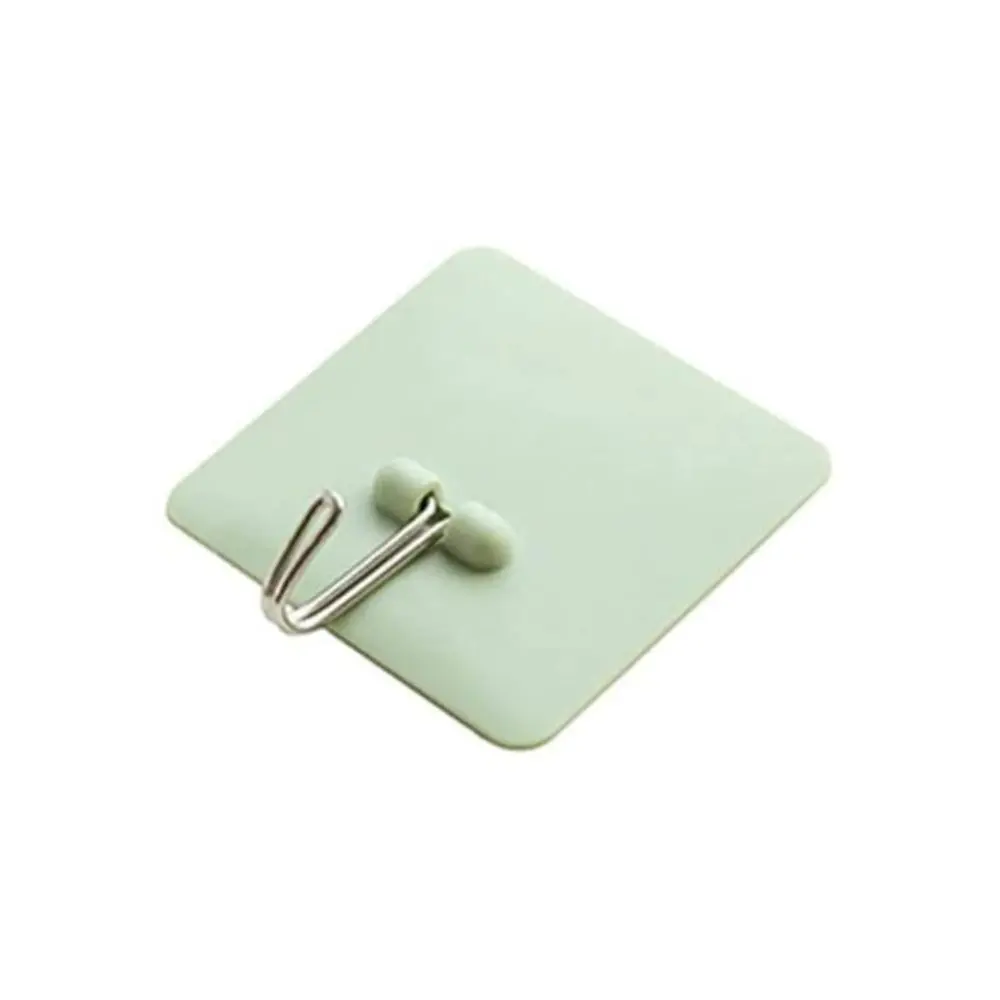 Self-Adhesive Wall Suction Hooks Square Bathroom Kitchen Storage Organizer Hook(Green)