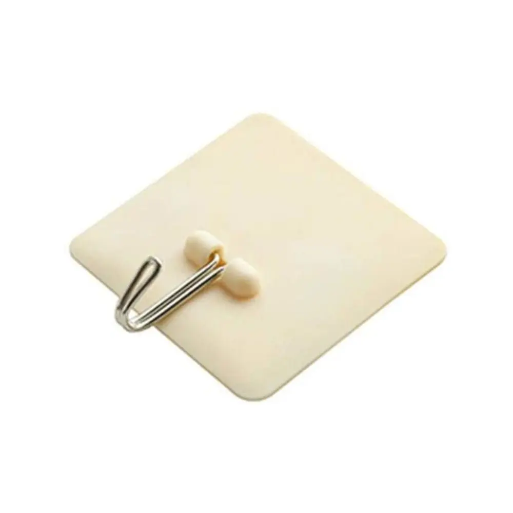 Self-Adhesive Wall Suction Hooks Square Bathroom Kitchen Storage Organizer Hook(Beige)