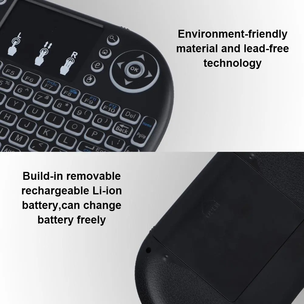 2.4GHz Mini Wireless Keyboard Air Mouse Handheld Touchpad LED Backlight QWERTY Keyboard