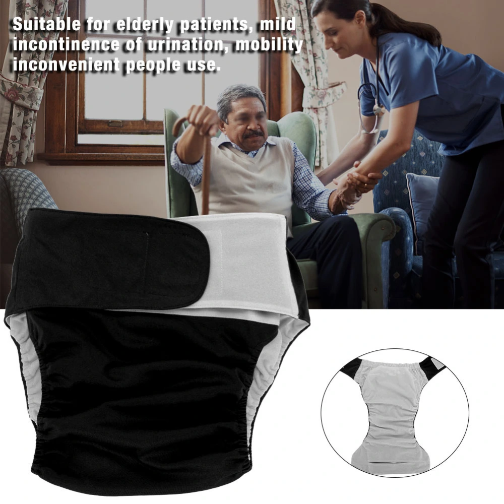 Adult Cloth Diapers Waterproof Nappy Side Leakage Prevention for Elderly Patients (Black 404)