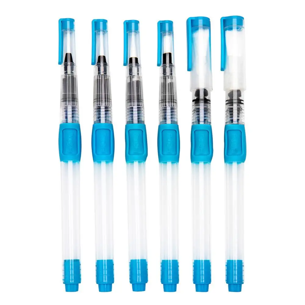 6PCS Water Brush Pens Watercolor Pen for Kids Children School Painting Blue