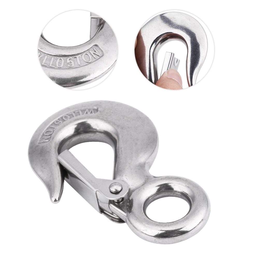 304 Stainless Steel Authentic Swivel Round Eye Snap Clip Cargo Lifting Hook(90mm/0.5T)