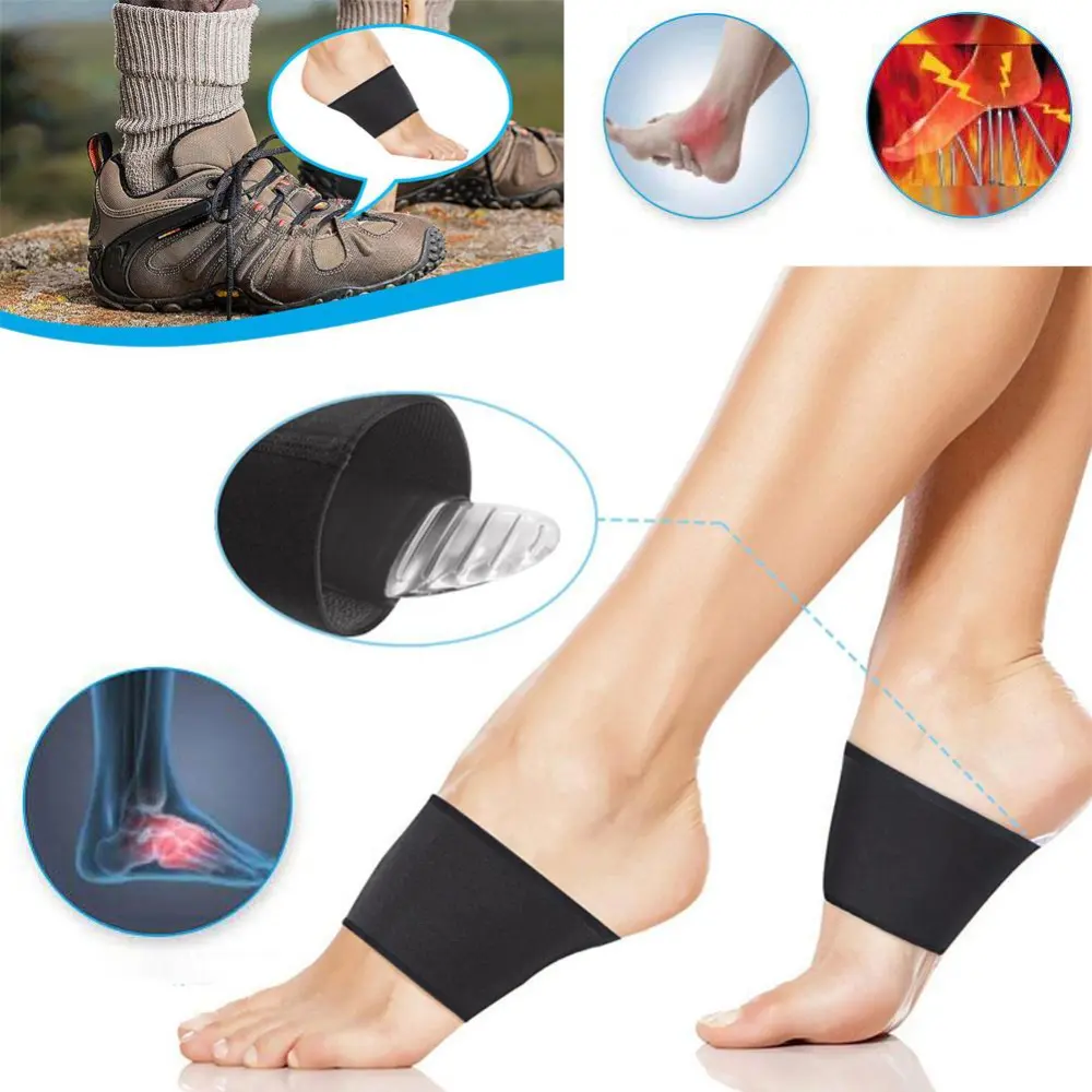 Foot Arch Support Sleeves and Original Silicone Gel Pads Set, Compression Arch Cushion Socks