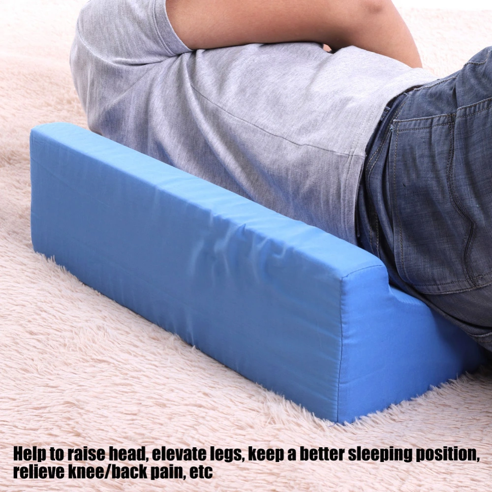 Foam Wedge Cushion with Washable Zipper Cover Leg Elevation Back Lumbar Support Pillow (Blue)