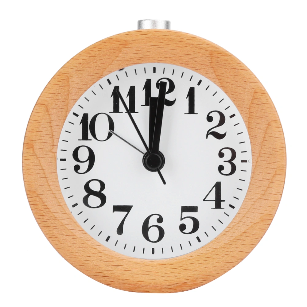 Beech Wooden Mute Silent Alarm Clock No Ticking for Home Office Desk Bedroom with LED Night