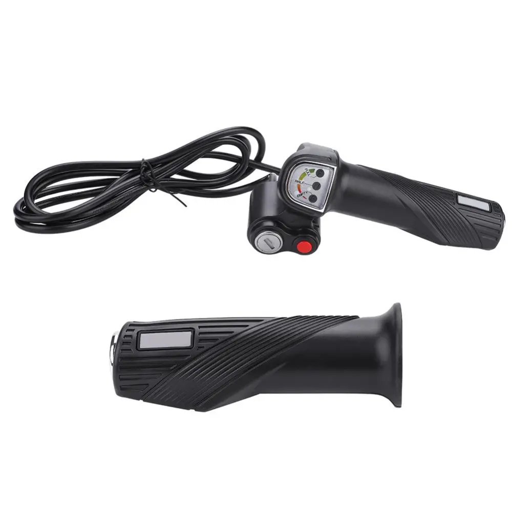 Twist Throttle Grips LED Battery Level Display and Power Lock for Electric Bike Scooter(48V)