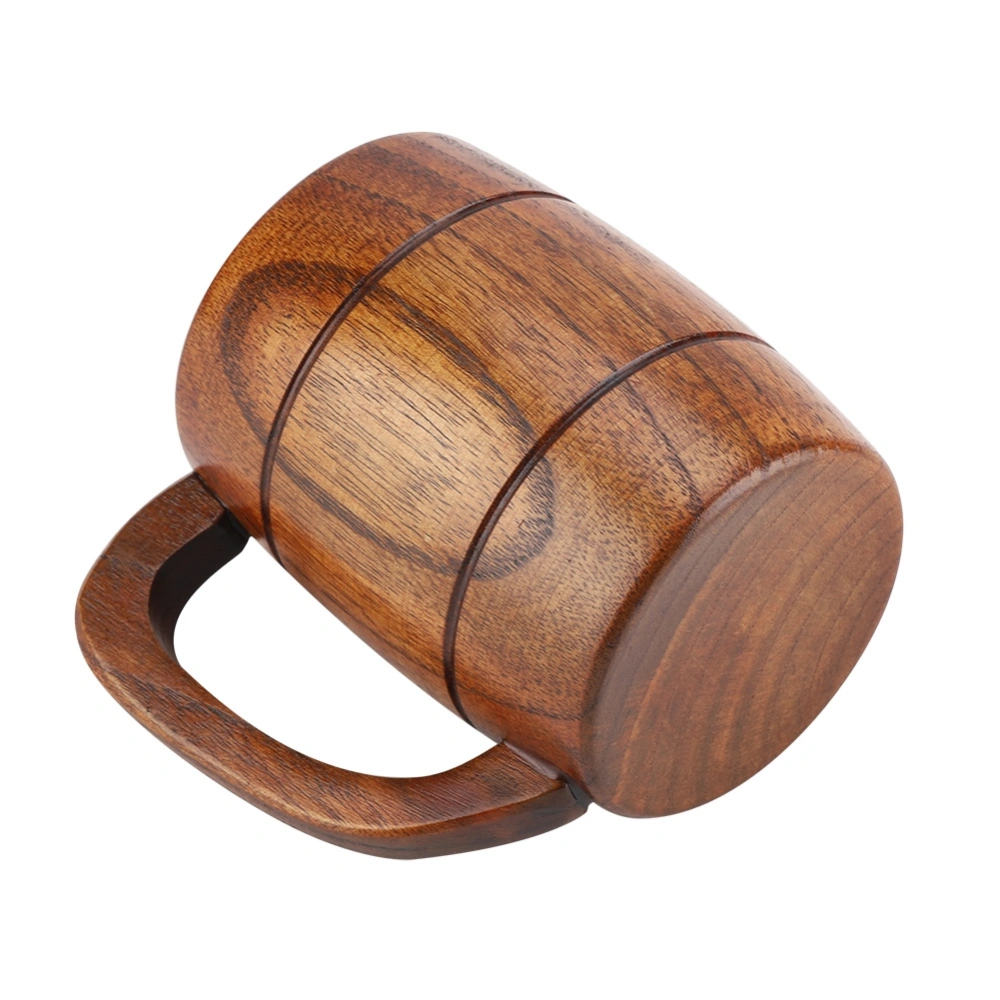 Natural Wooden Beer Cup Retro Big Capacity Tea Water Classic Wood Drinking Mug with Handle