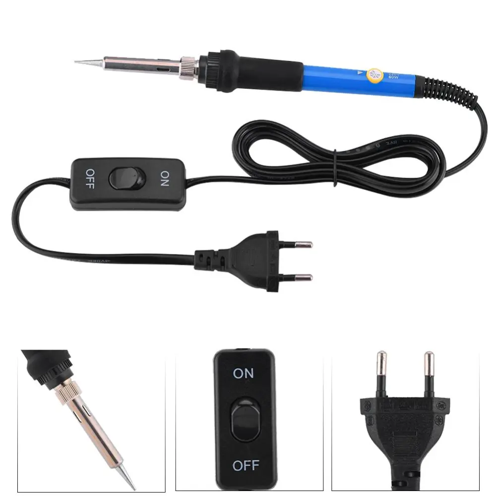 Temperature Adjustable Electric Soldering Iron with Switch for Phone Repair 220V EU Plug