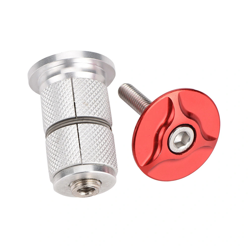 Aluminum Alloy Stem Headset Top Cap Bike Fork Expander Bung 1/1.25inch (Red)