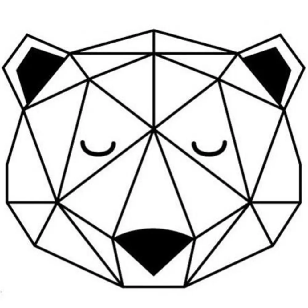 Removable Geometric Cute Bear Head Vinyl Wall Sticker Decal for Kids Bedroom Home Decoration(L)