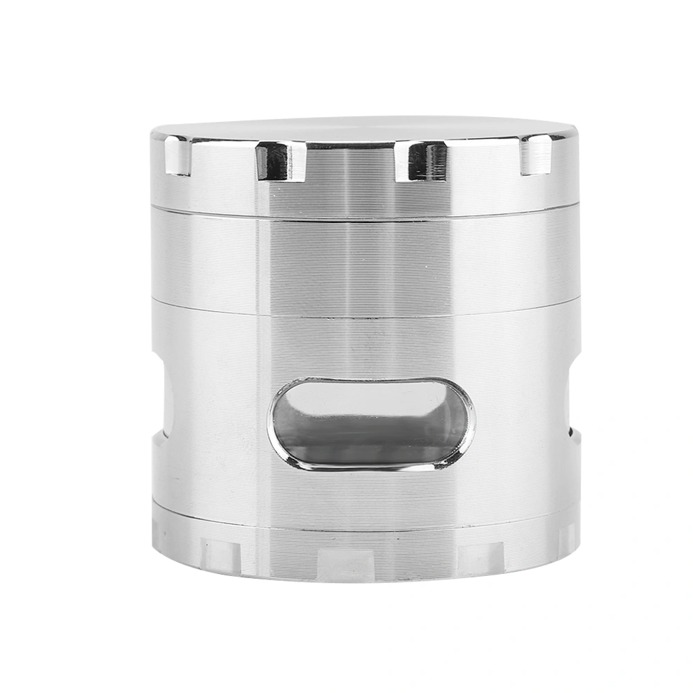 Metal Herb Grinder with Scraper Spice Weed Grass 4 Layers Crusher Hand Operated Tool(Silver)