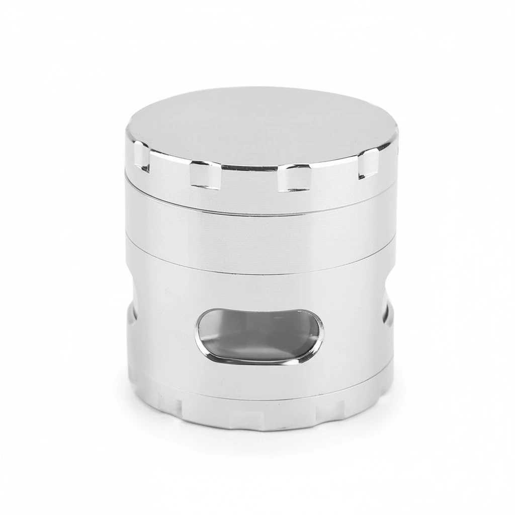 Metal Herb Grinder with Scraper Spice Weed Grass 4 Layers Crusher Hand Operated Tool(Silver)
