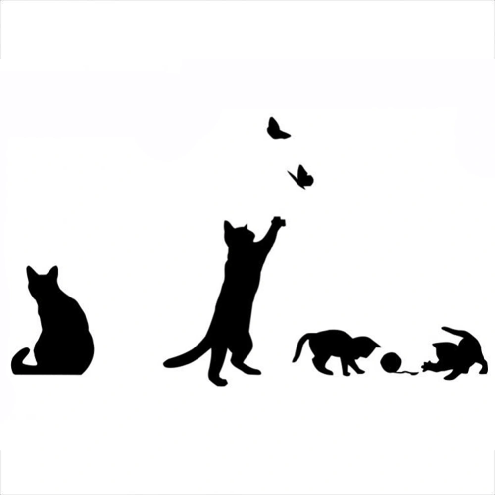 Cute Cats Sticker Living Room Bedroom Backdrop Wall Decorative Decal