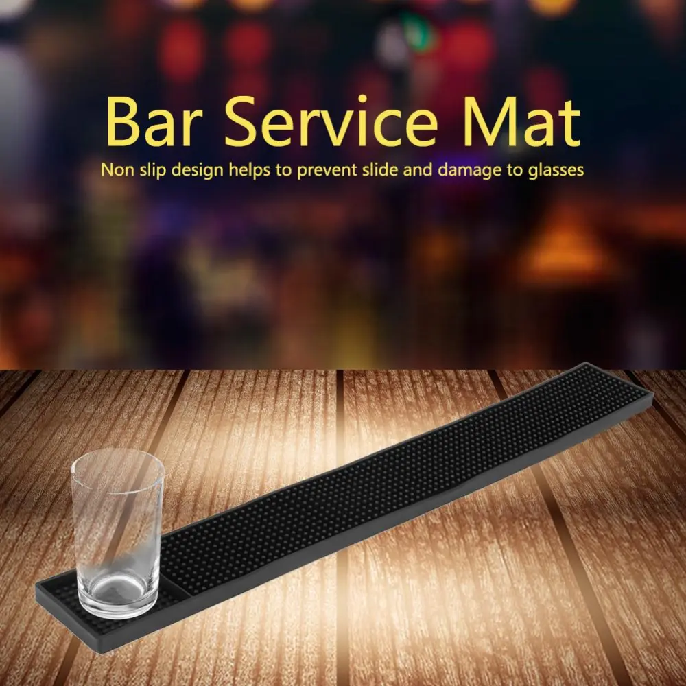 1pc Soft Black Color PVC Bar Mat Waterproof Coaster Kitchen Tool (#2)