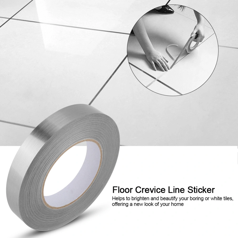 PVC Foil Room Floor Crevice Line Sticker Self-Adhesive Ground Corner Tile Decor(2cm*50m Silver)