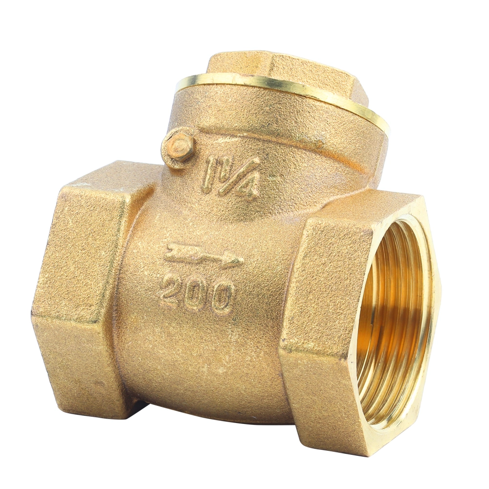 DN32 Female Thread Brass Non-return Swing Check Valve 232PSI Prevent Water Backflow