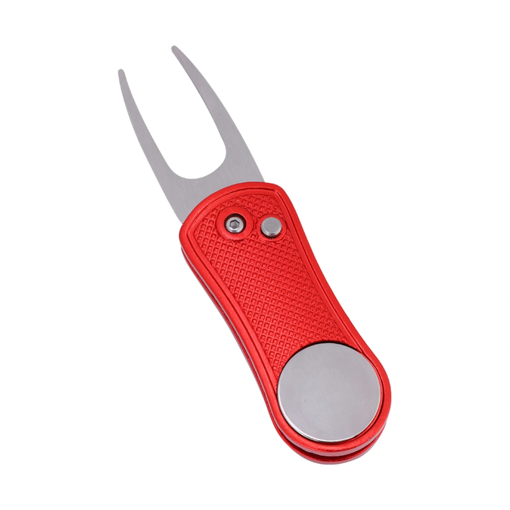 Metal Foldable Divot Golf Pitch Repair Ball Marker Golfer Switchblade Tool(Red)