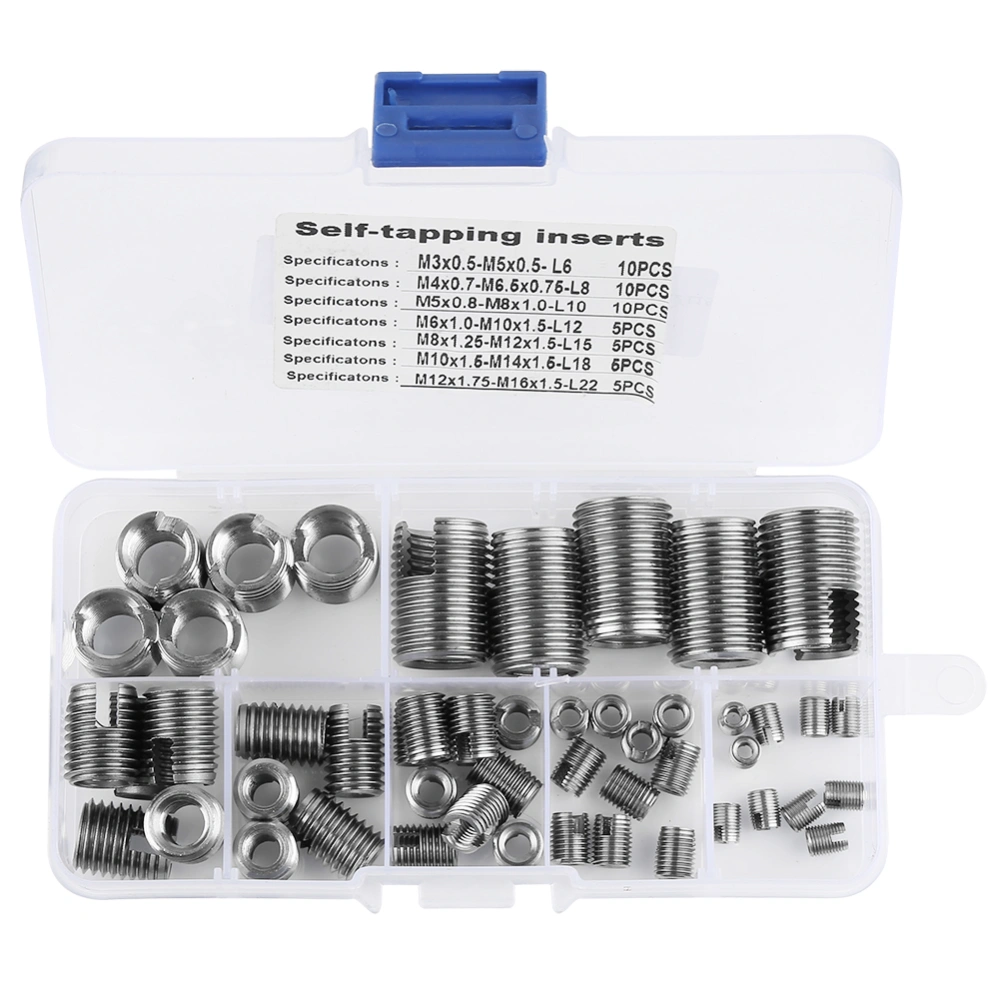 50Pcs Stainless Steel Inner Thread Self Tapping Thread Inserts Set Thread Reinforce Repair Tool