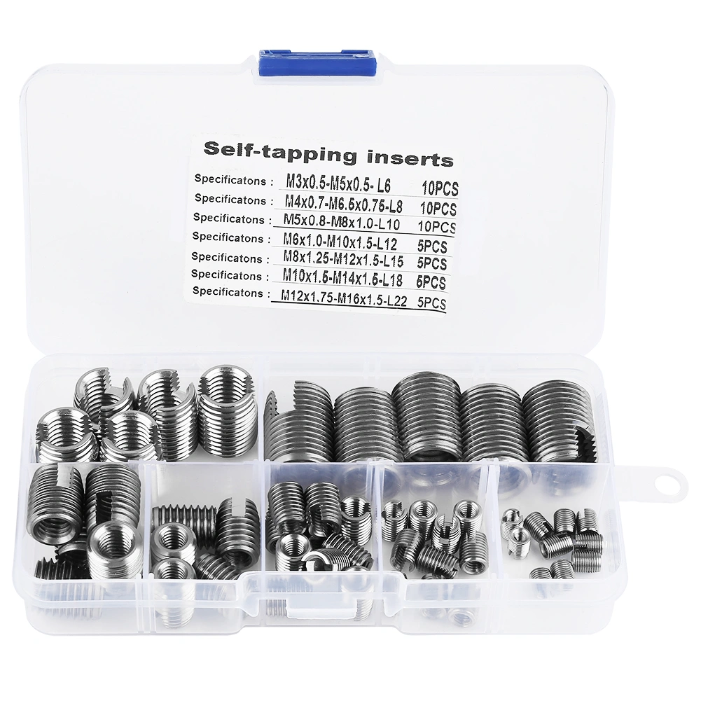 50Pcs Stainless Steel Inner Thread Self Tapping Thread Inserts Set Thread Reinforce Repair Tool