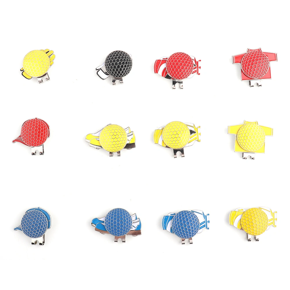 12pcs Stainless Steel Magnetic Hat Clip with Golf Ball Marker Golfer