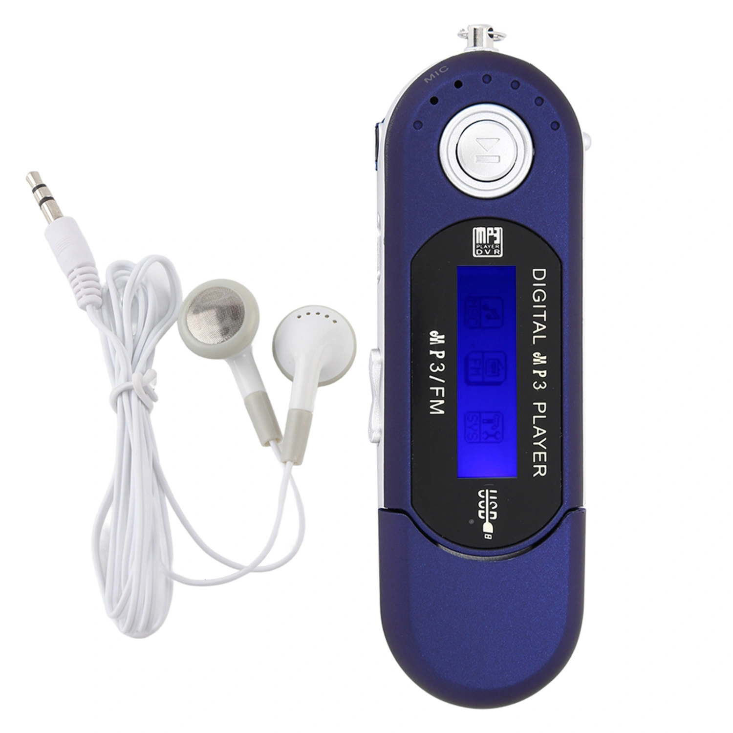 LCD Screen Mini USB 2.0 MP3 Player Earphone with FM Radio for Music Auto Power Off (Blue)