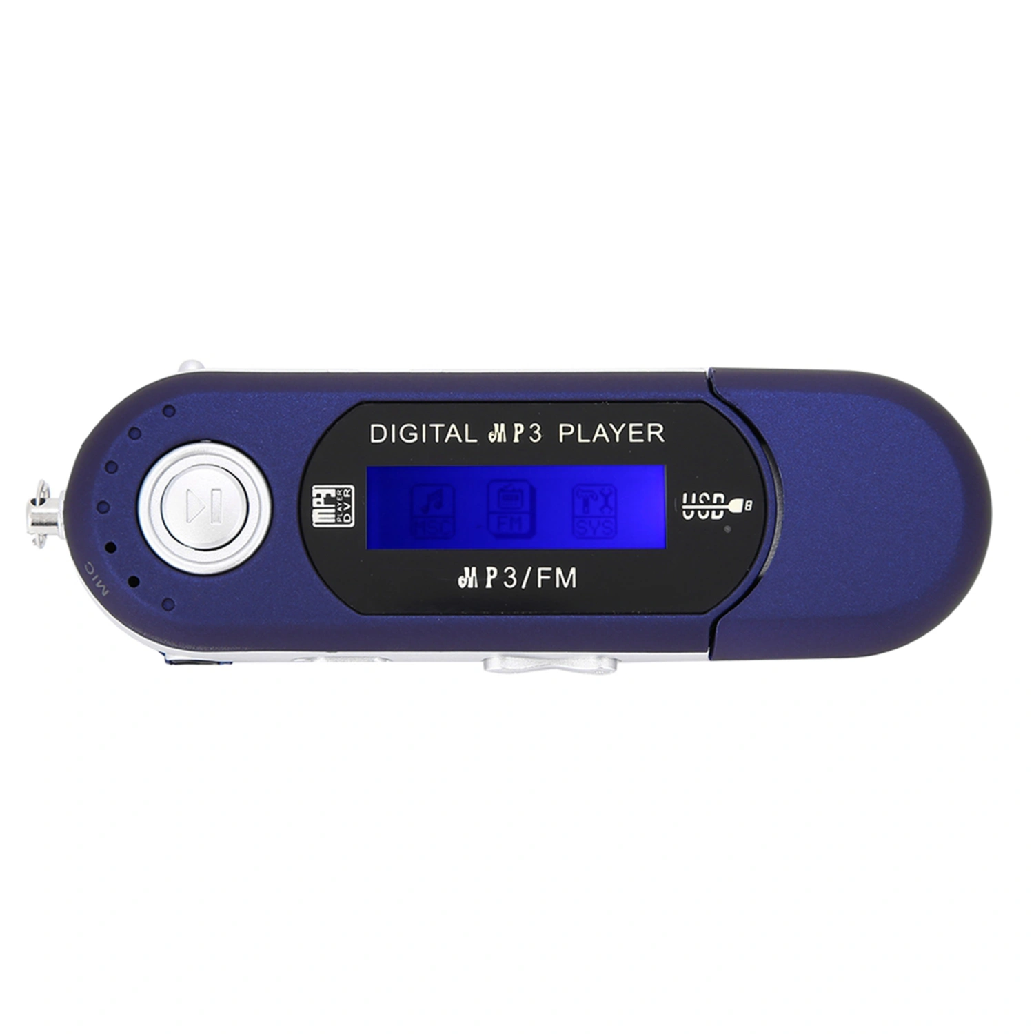 LCD Screen Mini USB 2.0 MP3 Player Earphone with FM Radio for Music Auto Power Off (Blue)