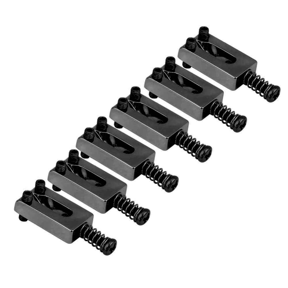 6 Pcs Metal Tremolo Saddles for Electric Guitar Bridge Parts with Wrench(Black)