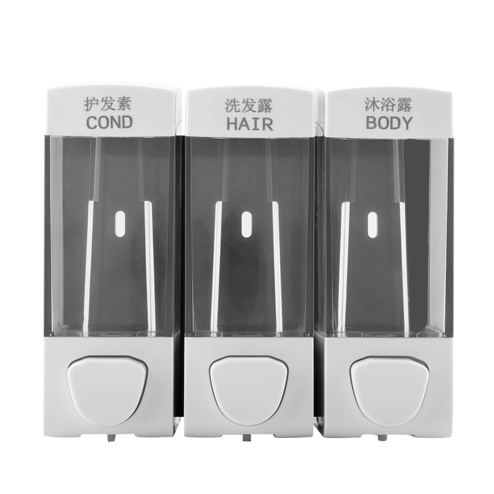 Wall Mounted 3-Chamber Liquid Lotion Shampoo Soap Dispenser Set Bathroom Accessories