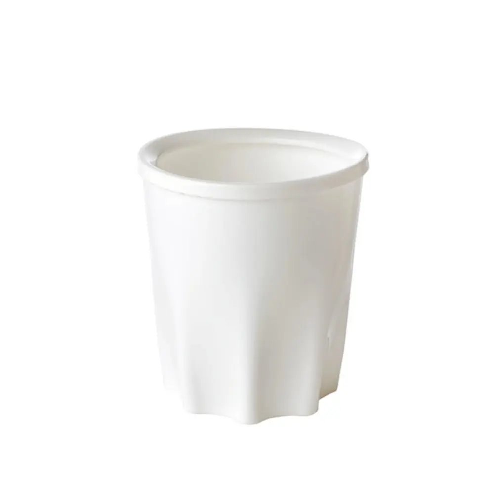 White Round Trash Can Lidless Waste Bin Plastic Garbage Container for Home(Large)