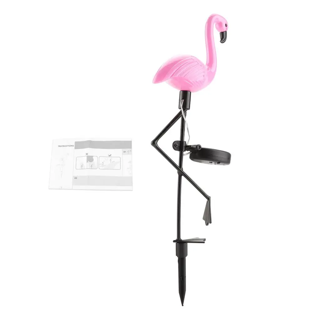 Solar Powered LED Lawn Light Flamingo Outdoor Decorative Stake Lamp for Garden Yard Pathway