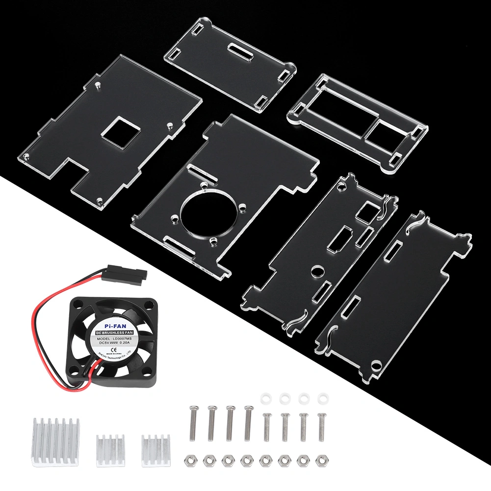 Fast Heat Dissipation Transparent Enclosure Box Heat Sink Cooling Fan for Raspberry Pi