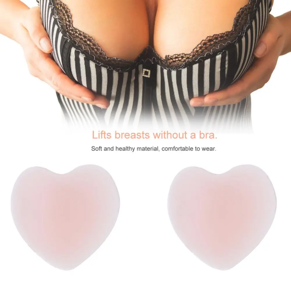 Ultra Thin Push Up Silicon Adhesive Invisible Stick On Bra Nipple Covers Breast Lift (Heart)